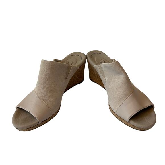 Clark's Collection Lafley Wave Leather Wedge Sandals Women's Size 7B Blush - Picture 4 of 7